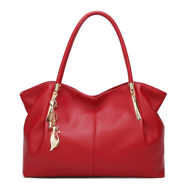 Luxury PU Leather Handbags red