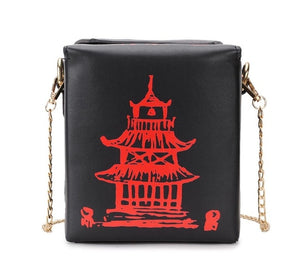 Chinese Takeout Box -Faux Leather Shoulder Bag