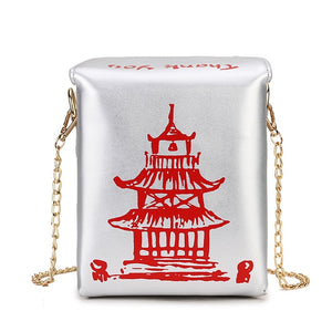 Chinese Takeout Box -Faux Leather Shoulder Bag